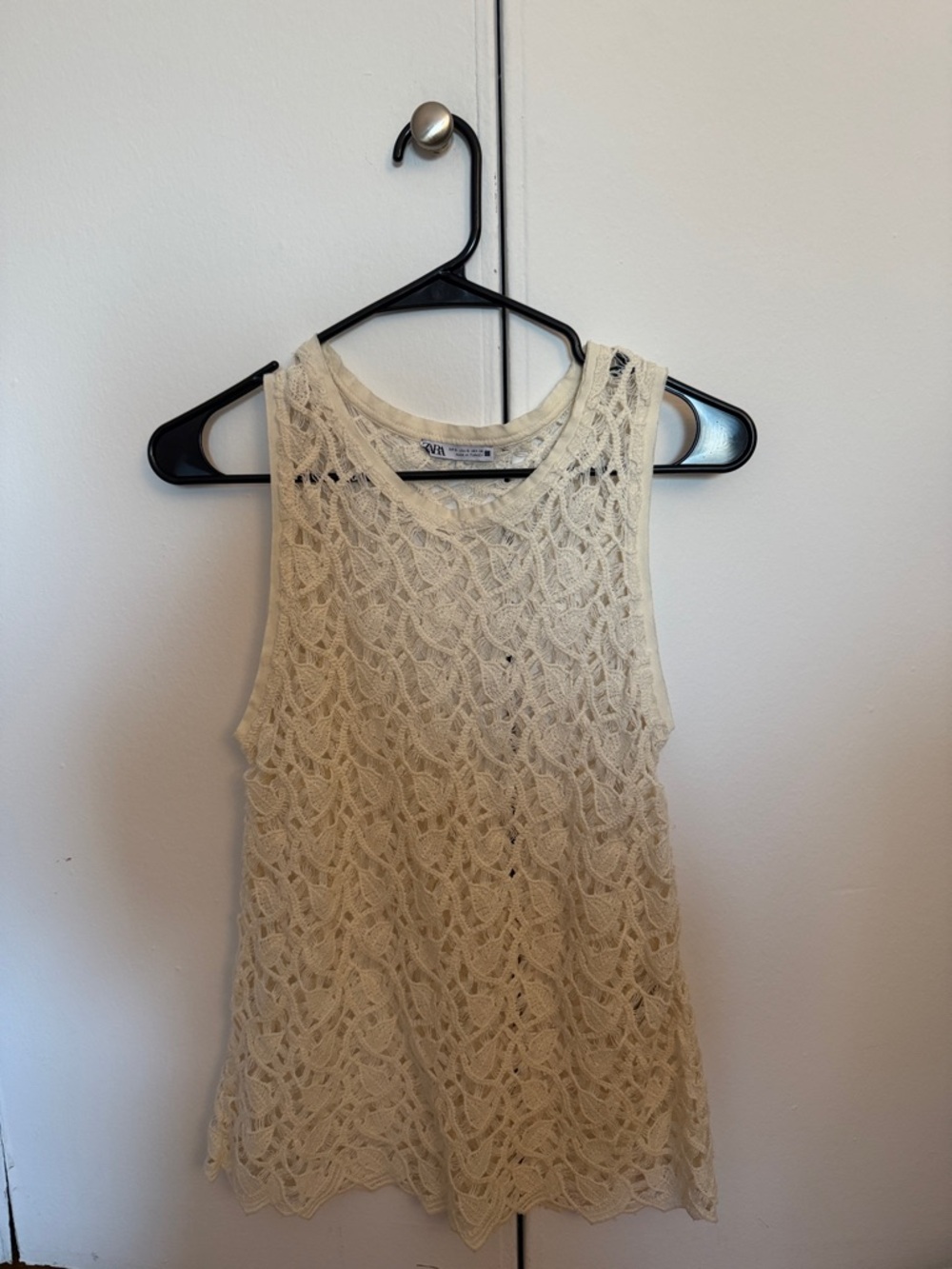Zara Cream Crochet Lace Tank Top